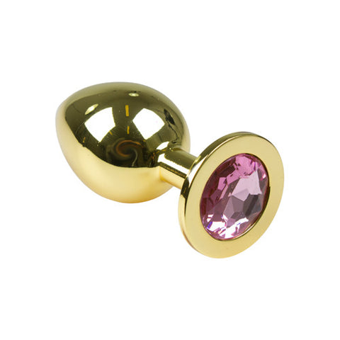Buttplug aus Aluminium mit pinkfarbenem Kristall