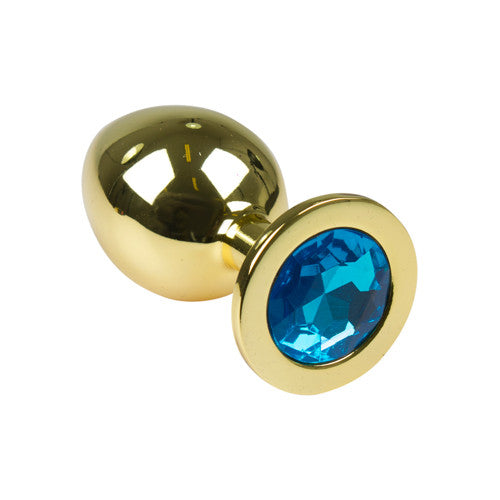 Buttplug aus Aluminium mit hellblauem Kristall