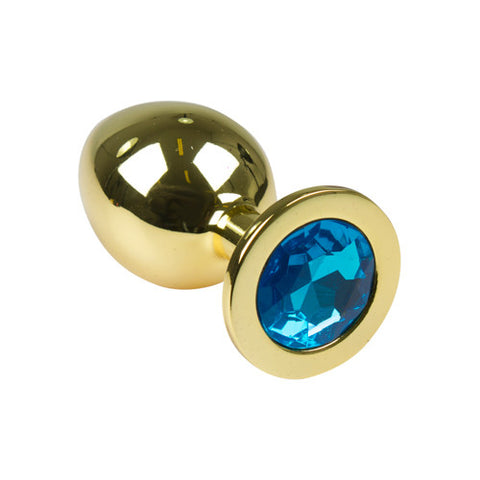 Buttplug aus Aluminium mit hellblauem Kristall