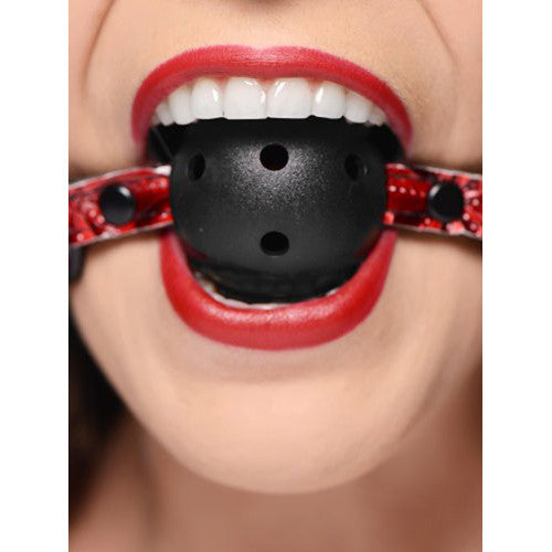 Ball Gag mit Luftlöchern in Schwarz/Rot